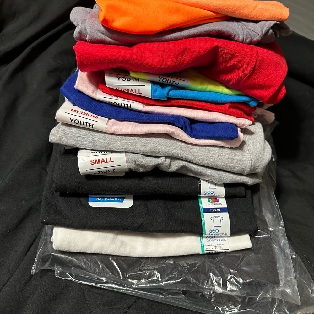 Bundle of 17 Cotton blank t-shirts for circuit, vinyl craft fun, various brands